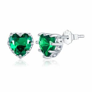 Cercei din argint Green Crystal Heart imagine