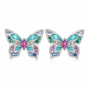 Cercei din argint Multicolor Butterfly imagine