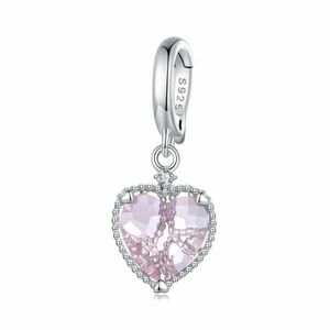 Talisman din argint Pink Glass Heart imagine