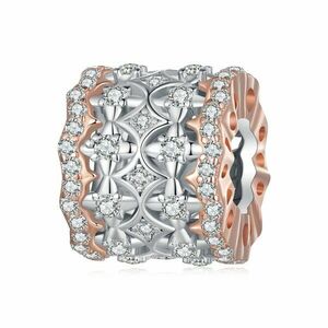 Talisman din argint Rose Gold Royal Crystal Tube imagine