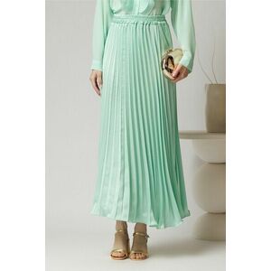 Fusta midi din satin verde mint cu pliuri imagine