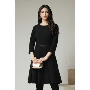 Rochie eleganta din stofa neagra cu margele in talie imagine