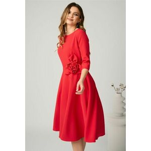 Rochie MBG office din stofa corai cu floare in talie imagine