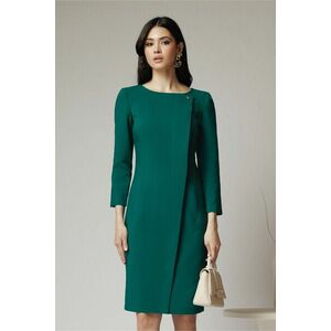 Rochie office din stofa verde cu accesoriu discret imagine