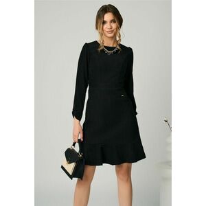 Rochie Moze office din velur neagra cu volan la baza imagine