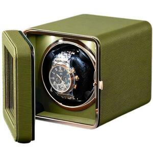 Cutie ceas, Rotator pentru 1 Ceas Automatic, Watch Winder 1, Ava-Stars ®, Exterior din Piele, Verde Inchis imagine