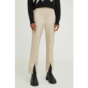 Answear Lab pantaloni femei, culoarea bej, mulata, high waist imagine