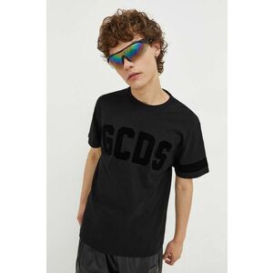 GCDS tricou din bumbac culoarea negru, cu imprimeu imagine