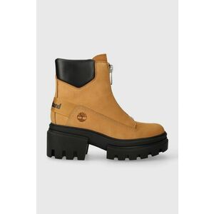 Timberland cizme de piele Everleigh Boot Front Zip femei, culoarea maro, cu platforma, izolare usoara, TB0A5YHM2311 imagine