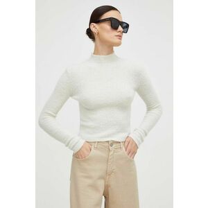 Drykorn pulover de lana femei, culoarea bej, cu turtleneck imagine