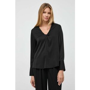 BOSS bluza de matase culoarea negru, neted imagine