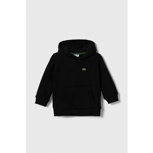 Lacoste bluza copii culoarea negru, cu glugă, neted imagine