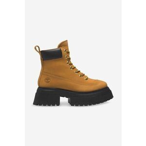 Timberland cizme din piele întoarsă Sky 6 IN Laceup femei, culoarea maro, cu platforma, izolare usoara A2KMU-BROWN imagine