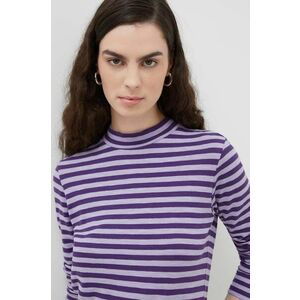 Marc O'Polo longsleeve din bumbac culoarea violet, cu turtleneck imagine