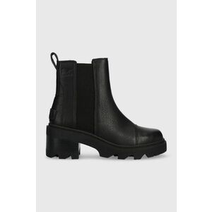 Sorel ghete chelsea de piele JOAN NOW CHELSEA femei, culoarea negru, cu toc drept, 2048451 imagine