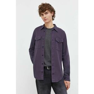 G-Star Raw camasa din bumbac barbati, culoarea violet, cu guler clasic, slim imagine