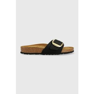 Birkenstock papuci din nubuc Madrid Big Buckle culoarea negru, 1023373 imagine