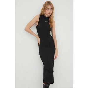 Tommy Jeans rochie culoarea negru, midi, mulată DW0DW17412 imagine