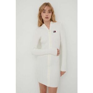 Tommy Jeans rochie culoarea bej, mini, mulată DW0DW17525 imagine