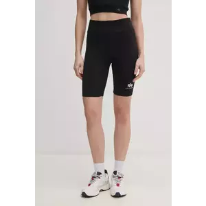 Alpha Industries pantaloni scurți femei, culoarea negru, uni, high waist 116052.03-black imagine