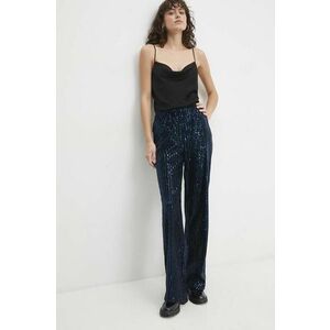 Answear Lab pantaloni femei, culoarea albastru marin, lat, high waist imagine