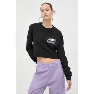 Moschino Jeans hanorac de bumbac femei, culoarea negru, cu imprimeu imagine