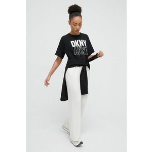 Dkny pantaloni de trening culoarea bej, neted imagine