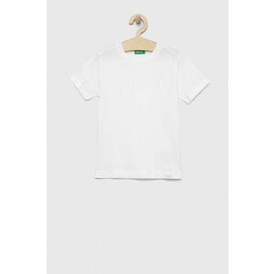 United Colors of Benetton tricou de bumbac pentru copii culoarea alb, neted imagine