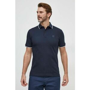 BOSS Orange tricou polo barbati, culoarea albastru marin, neted, 50507699 imagine