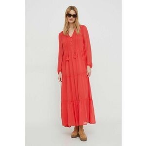 Pepe Jeans rochie culoarea rosu, maxi, evazati imagine