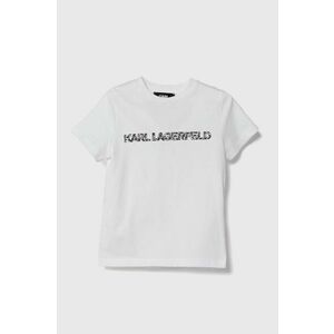 Karl Lagerfeld tricou de bumbac pentru copii culoarea alb, cu imprimeu imagine