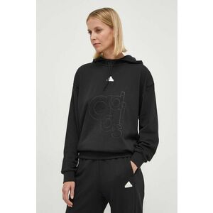 adidas bluză femei, culoarea negru, cu glugă, cu imprimeu IN7325 imagine