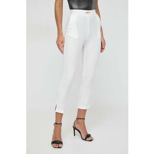 Elisabetta Franchi pantaloni femei, culoarea alb, fason tigareta, high waist imagine