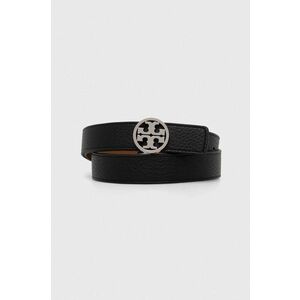 Tory Burch curea de piele cu doua fete femei, culoarea negru imagine