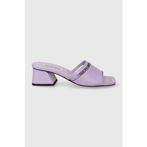 Karl Lagerfeld slapi de piele PLAZA femei, culoarea violet, cu toc drept, KL32405 imagine