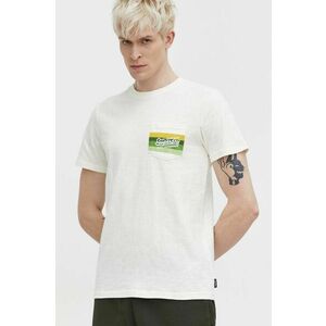 Superdry tricou din bumbac barbati, culoarea bej, cu imprimeu imagine