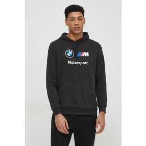 Puma bluză BMW bărbați, culoarea negru, cu glugă, imprimeu 624162 imagine