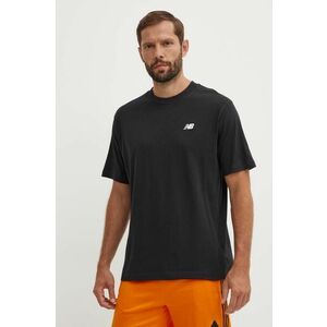 New Balance tricou din bumbac barbati, culoarea negru, cu imprimeu imagine