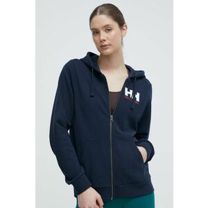 Helly Hansen hanorac de bumbac femei, culoarea albastru marin, cu glugă, melanj, 34461 imagine