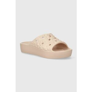 Crocs papuci Classic Platform Geometric Slide femei, culoarea roz, cu platforma, 209564 imagine