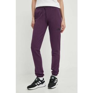 The North Face pantaloni de trening din bumbac culoarea violet, neted, NF0A87E4V6V1 imagine