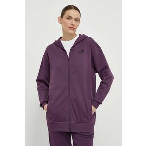 The North Face hanorac de bumbac femei, culoarea violet, cu glugă, neted, NF0A87E3V6V1 imagine