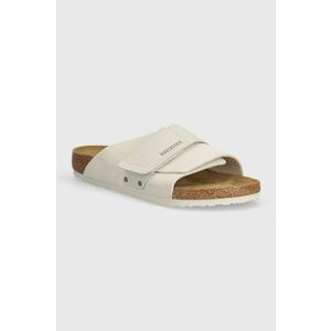 Birkenstock papuci din piele Kyoto barbati, culoarea alb, 1024535 imagine