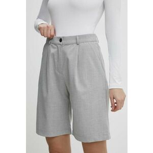 Answear Lab pantaloni scurti femei, culoarea gri, neted, high waist imagine