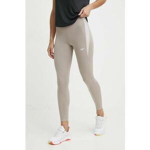 Reebok leggins de alergare culoarea bej, cu imprimeu, 100076060 imagine