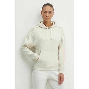 Puma hanorac de bumbac samo HER femei, culoarea bej, cu glugă, uni 677885 imagine