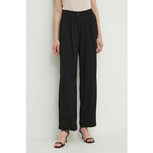 Sisley pantaloni femei, culoarea negru, drept, high waist imagine