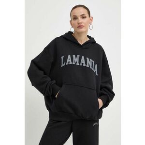 La Mania bluza FINE femei, culoarea negru, cu glugă, cu imprimeu, FINE imagine