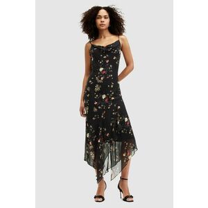 AllSaints rochie CHARLOTTE KORA culoarea negru, midi, evazati, W035DA imagine