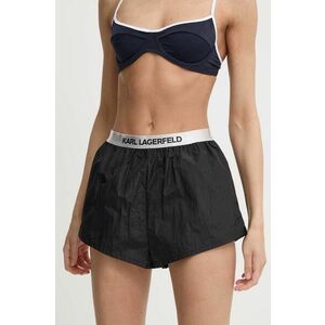 Karl Lagerfeld pantaloni scurti femei, culoarea negru, neted, high waist imagine